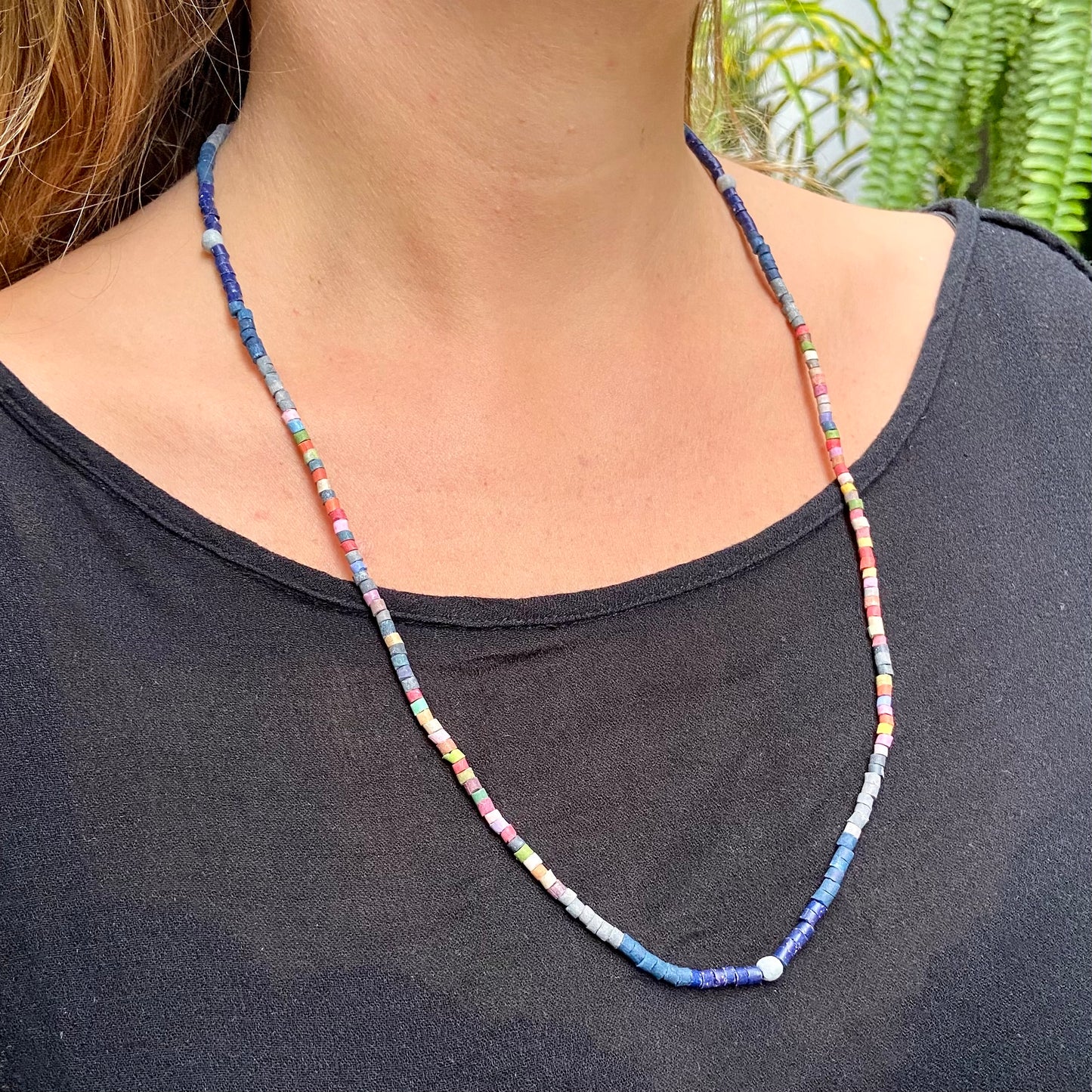 Multiusos, collar de cuentas y cadena de cordón, hecho a mano