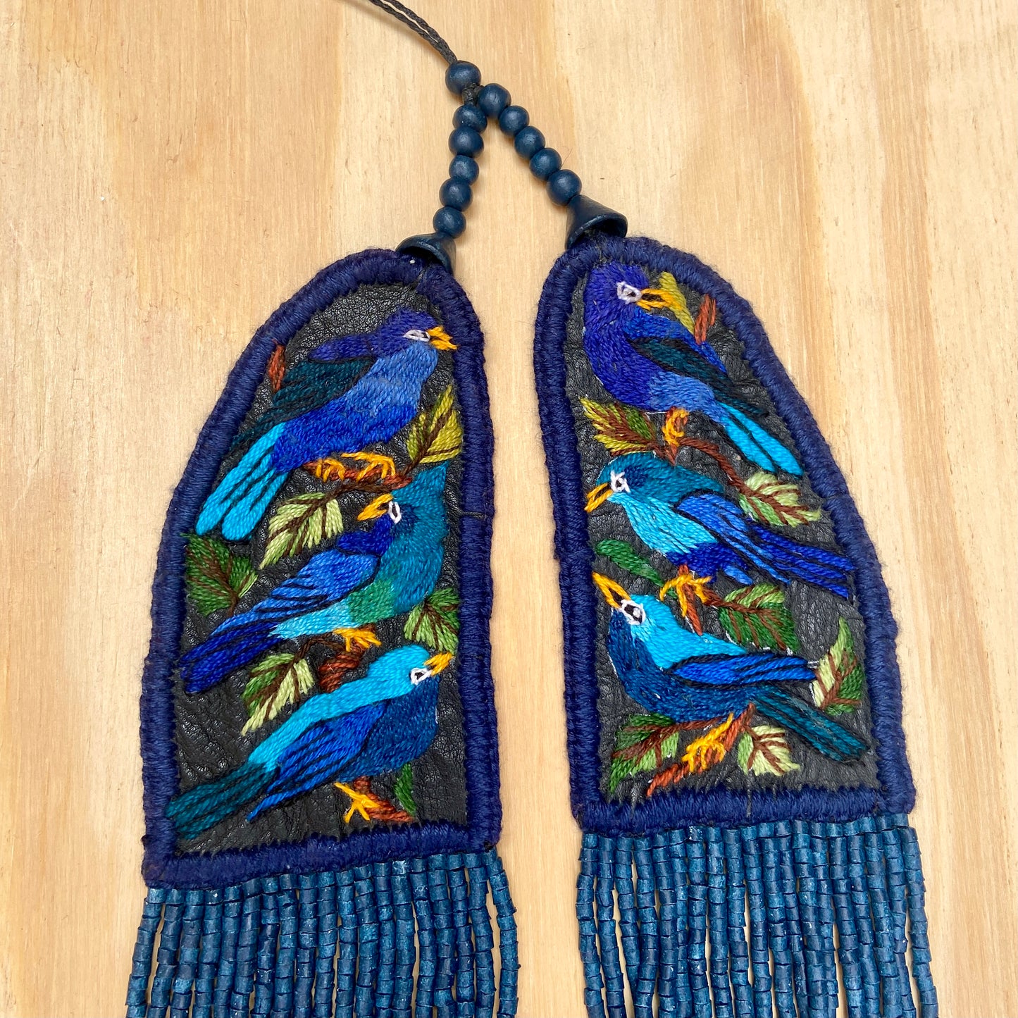 Embroidered Birds Chest Pieces with precious stones - "Santiago Birds"