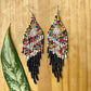 Beaded, Fringe Earrings - Slim Tikal Lightning