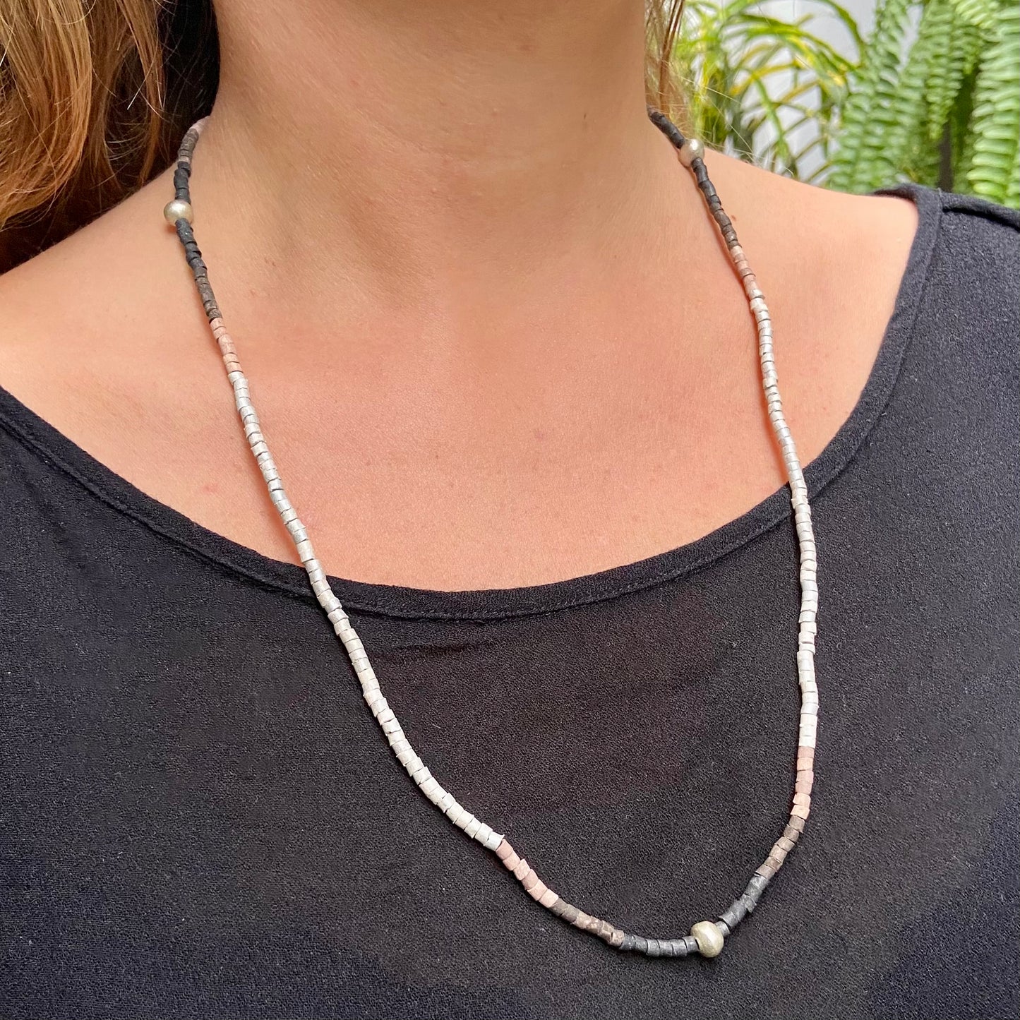 Multiusos, collar de cuentas y cadena de cordón, hecho a mano