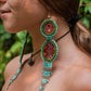 Embroidery, Beaded, Dangle Earrings - "Tulum", handmade