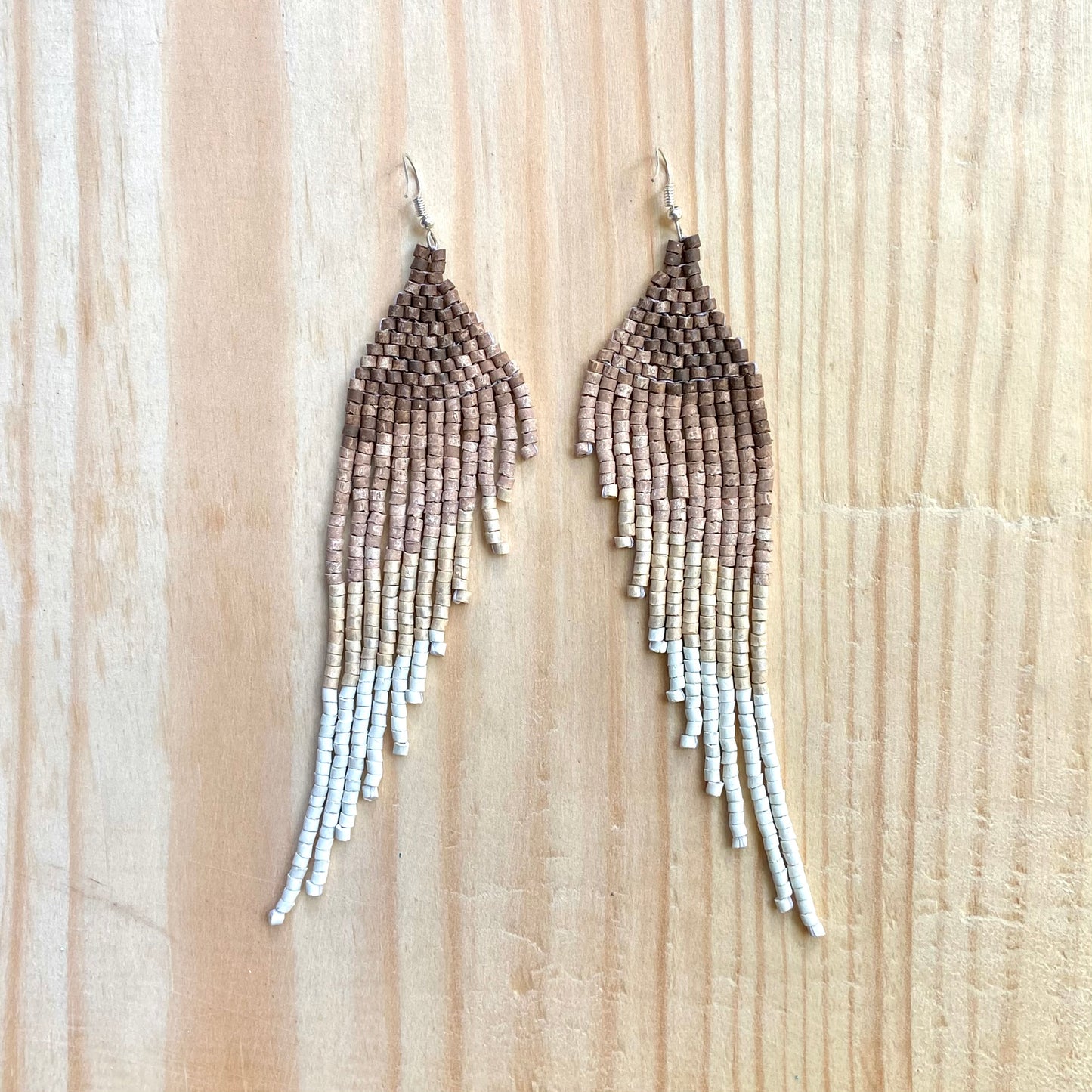 Long Beaded, Dangle Earrings - "Quetzal Synergy", handmade