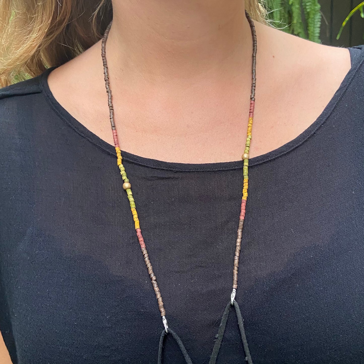 Multiusos, collar de cuentas y cadena de cordón, hecho a mano