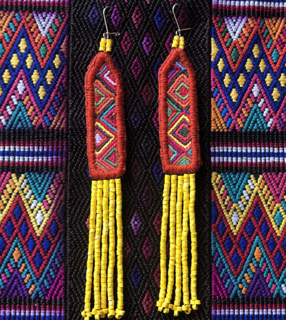 Lightweight, Embroidery, Beaded, Dangle Earrings - "Itzá", handmade