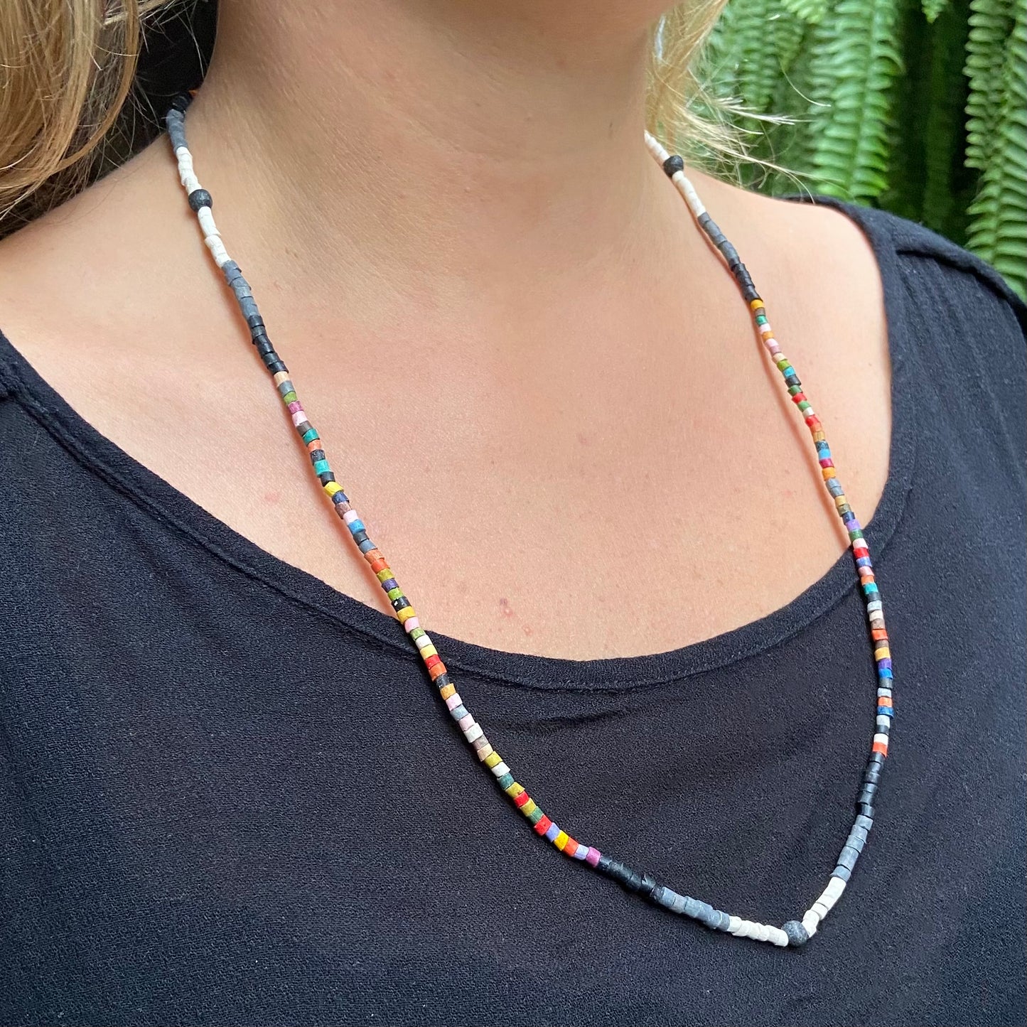 Multiusos, collar de cuentas y cadena de cordón, hecho a mano