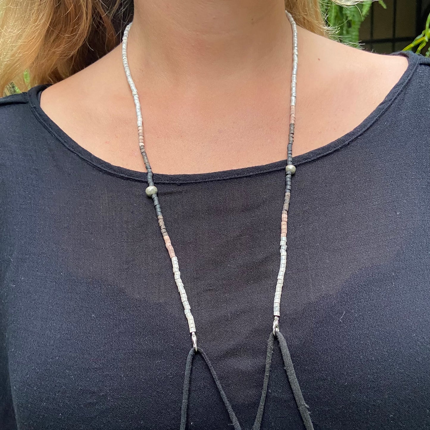 Multiusos, collar de cuentas y cadena de cordón, hecho a mano