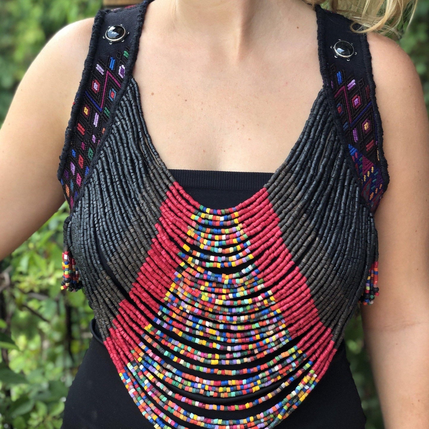 Beaded Vest with Traditional Textile - "Imperial"