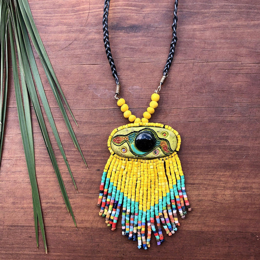 Kinich Ahau Pendant - Yellow Flow