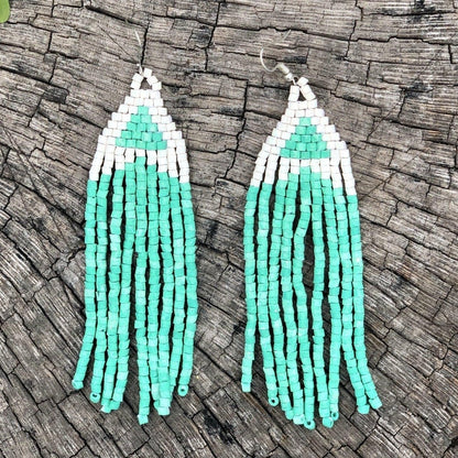 Aretes colgantes largos con cuentas - "Long Tikal", hechos a mano