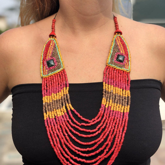 Embroidered Necklaces with Jade - "Luna Jade"