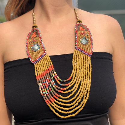 Embroidered Necklaces with Jade - "Luna Jade"