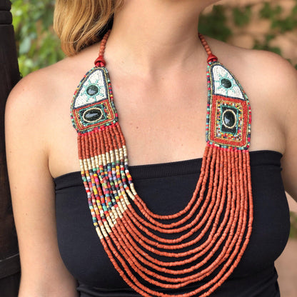 Embroidered Necklaces with Jade - "Luna Jade"