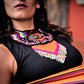 Embroidered Textile Necklace with Sculpture & Jade - "Ojo Cósmico"