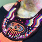 Embroidered Textile Necklace with Sculpture & Jade - "Ojo Cósmico"
