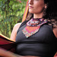 Embroidered Textile Necklace with Sculpture & Jade - "Ojo Cósmico"