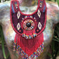 Embroidered Textile Necklace with Sculpture & Jade - "Ojo Cósmico"