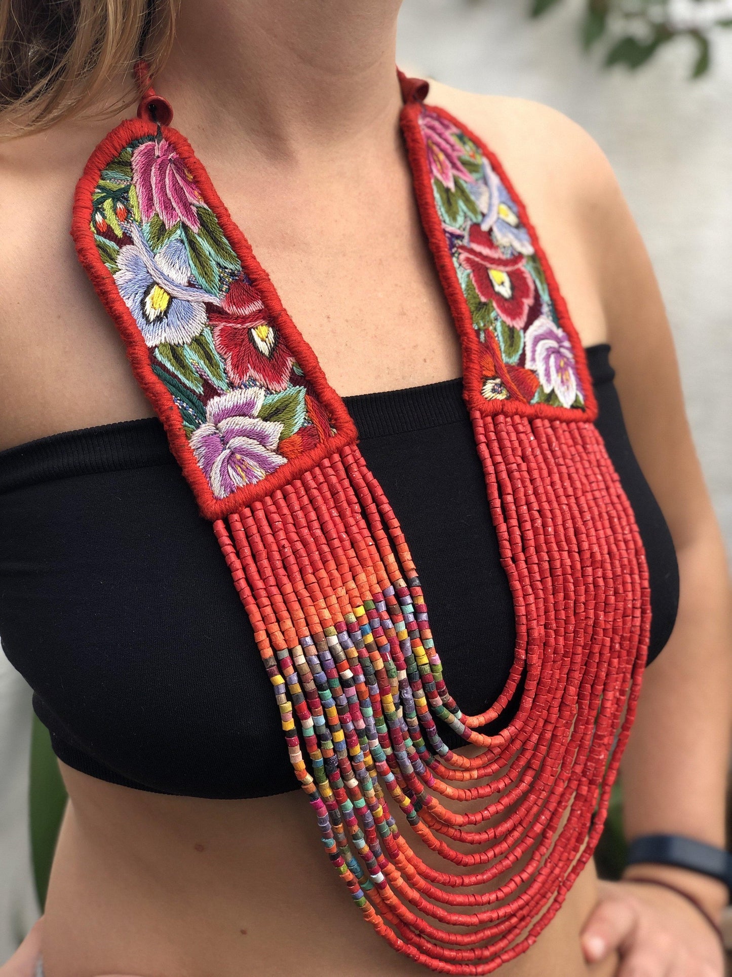 Embroidered Flowers Chest Pieces - "Patzún Flores"