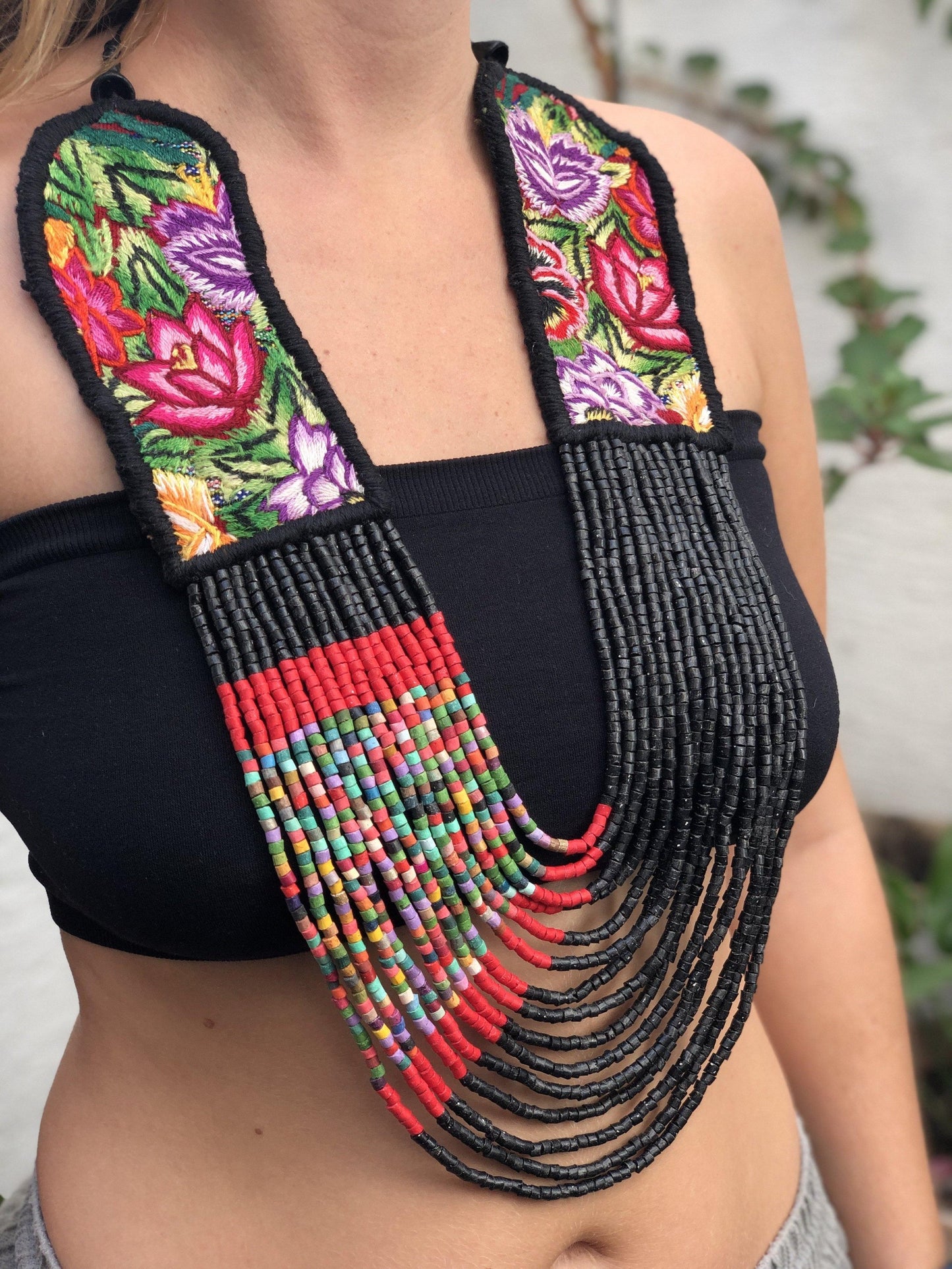 Embroidered Flowers Chest Pieces - "Patzún Flores"