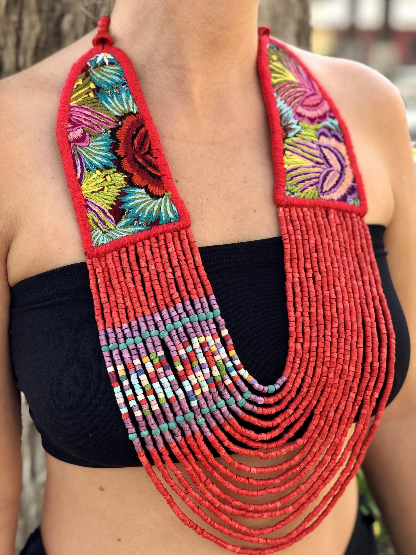 Embroidered Flowers Chest Pieces - "Patzún Flores"