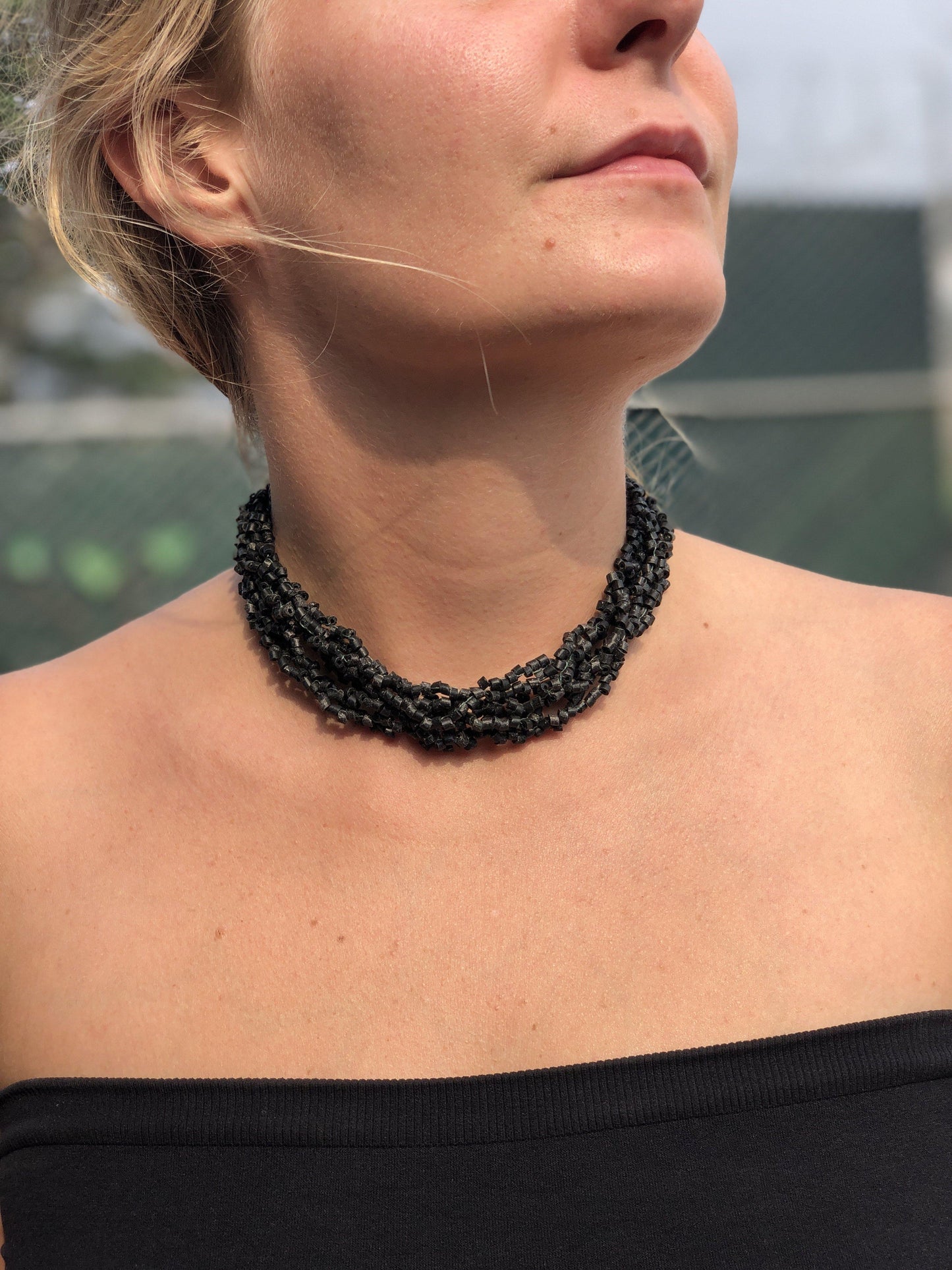 Torsade Collar Gargantilla 2en1 - "Poporopo", hecho a mano