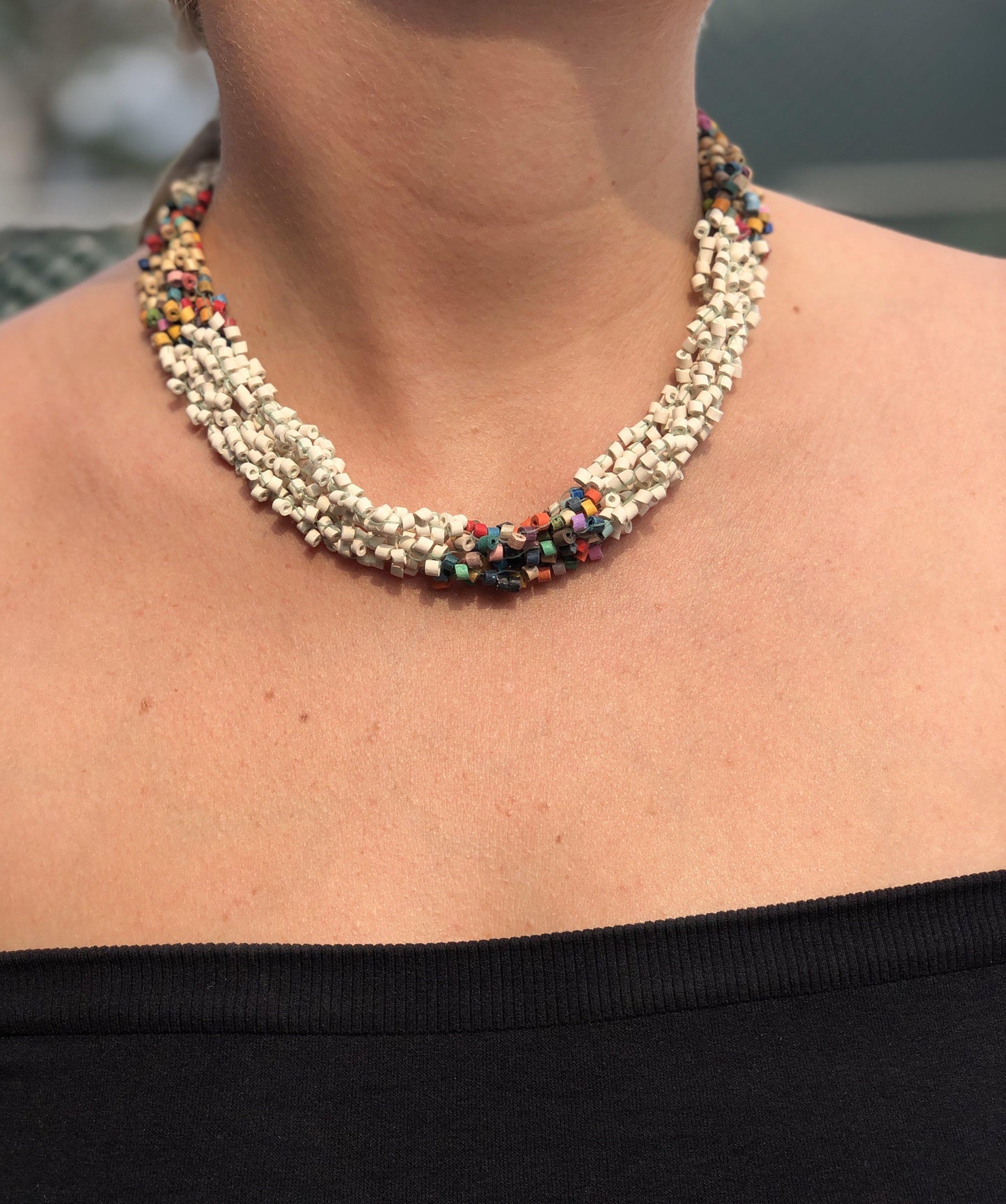 Torsade Collar Gargantilla 2en1 - "Poporopo", hecho a mano
