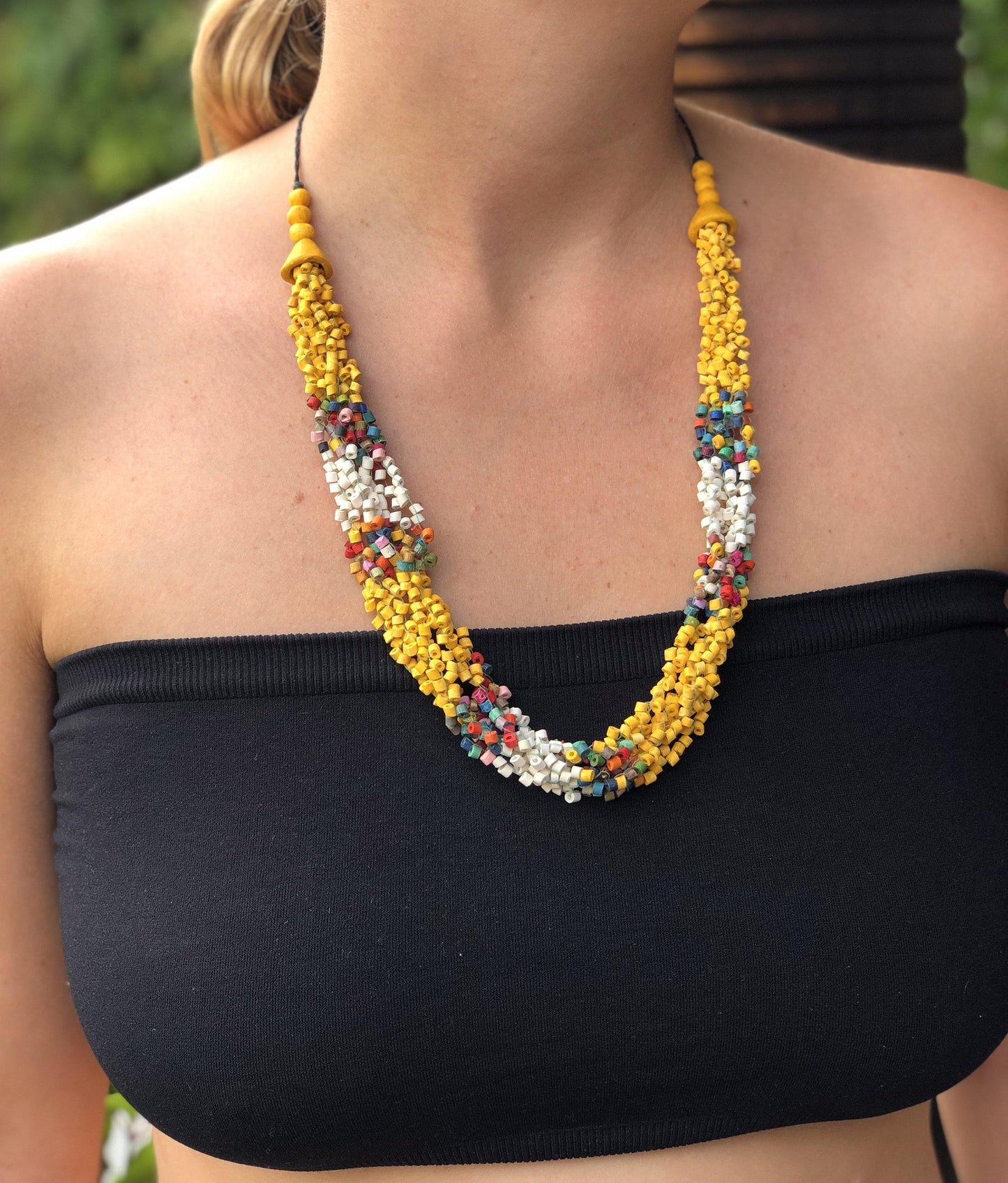 Torsade Collar Gargantilla 2en1 - "Poporopo", hecho a mano
