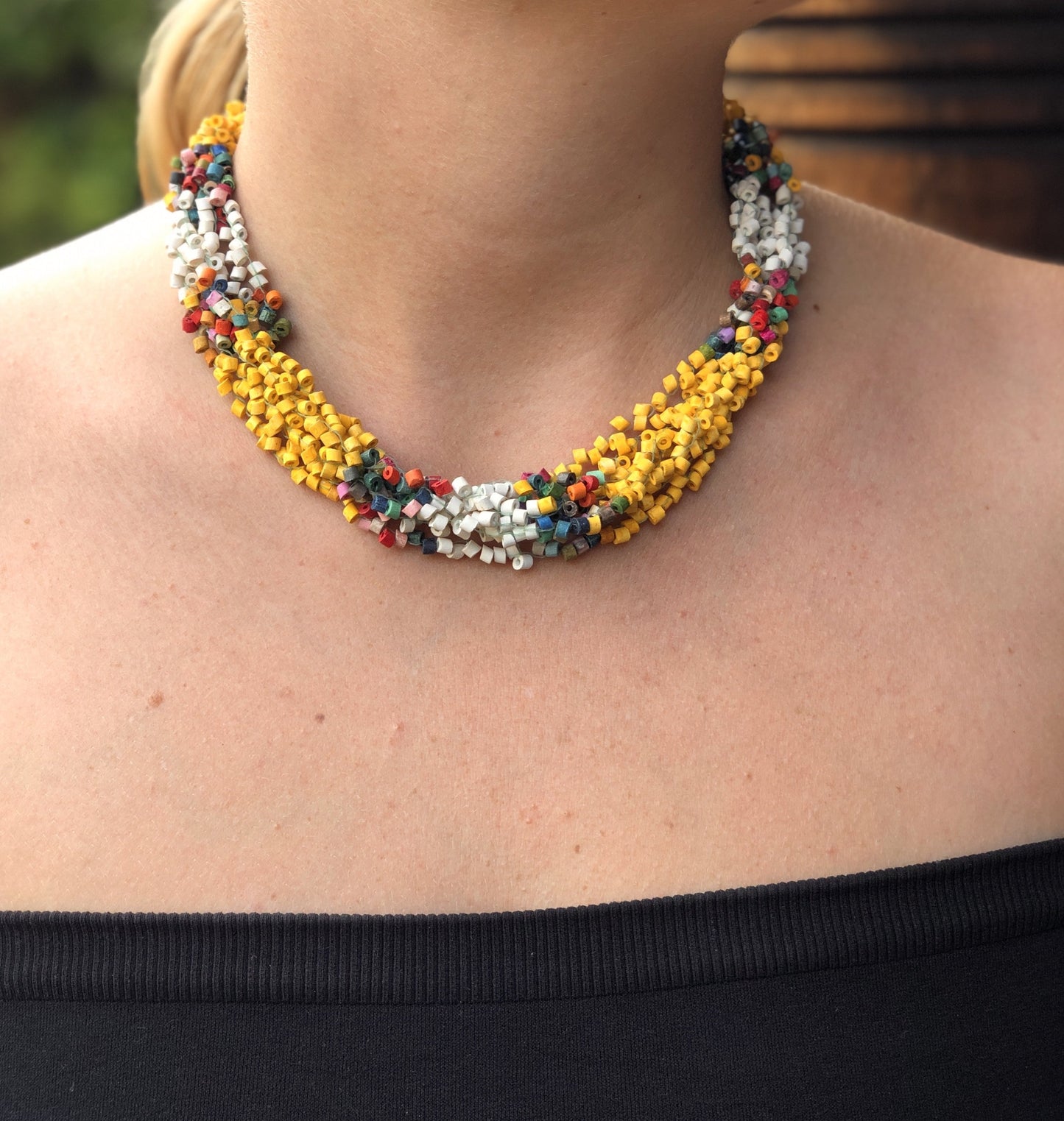 Torsade Collar Gargantilla 2en1 - "Poporopo", hecho a mano
