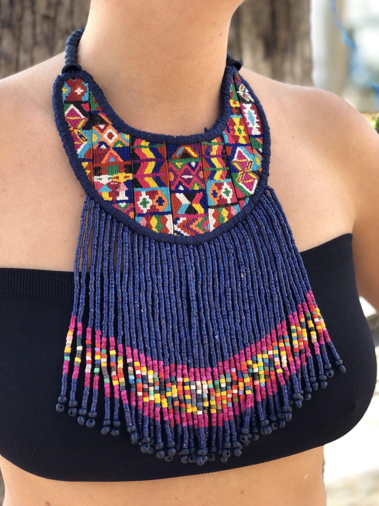 Woven Textile Necklaces - "Princesa Maya"