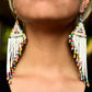 Long Beaded, Dangle Earrings - "Quetzal Edge", handmade