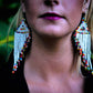 Long Beaded, Dangle Earrings - "Quetzal Edge", handmade