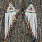 Long Beaded, Dangle Earrings - "Quetzal Edge", handmade