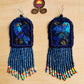 Embroidered Birds, Beaded, Dangle Earrings- "Santiago Birds", handmade