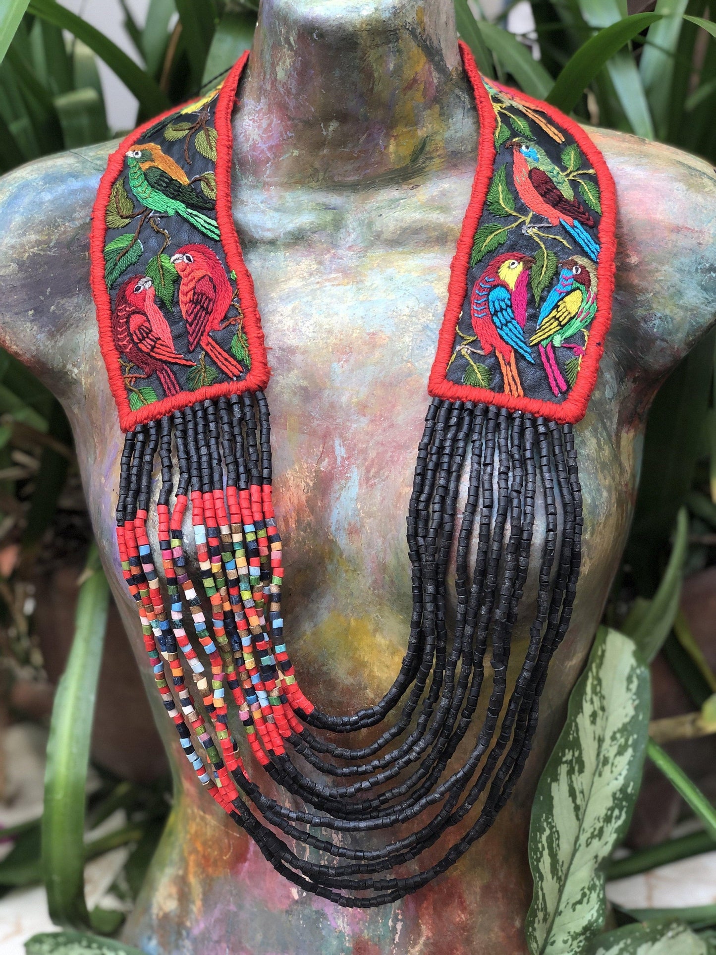 Embroidered Birds Chest/Neck Pieces - "Santiago Birds"