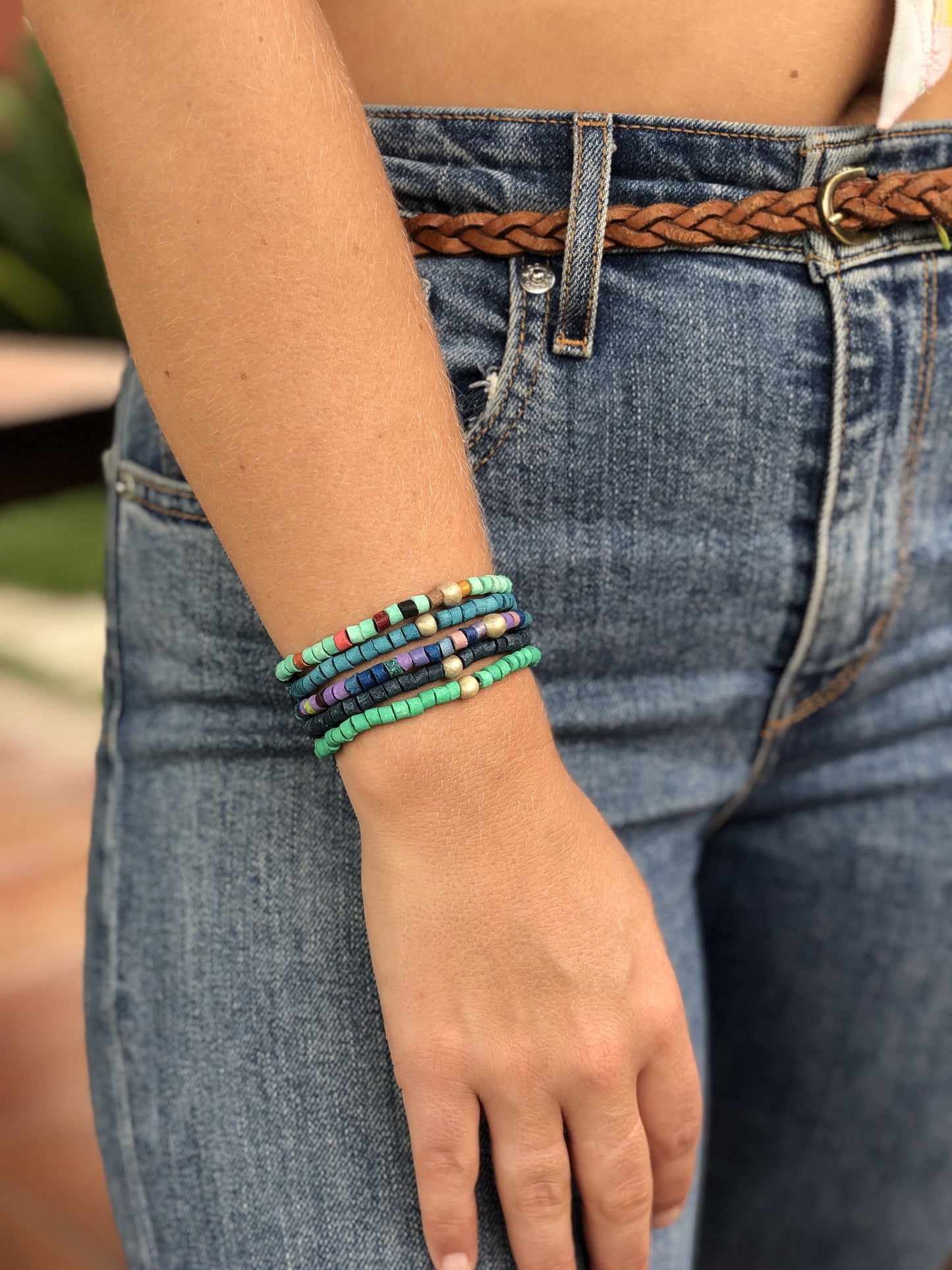 Solidarity Bracelets (Shades of Turquoise & Blue, 5 pcs.) 100% DONATION TO OUR ARTISAN FAMILIES