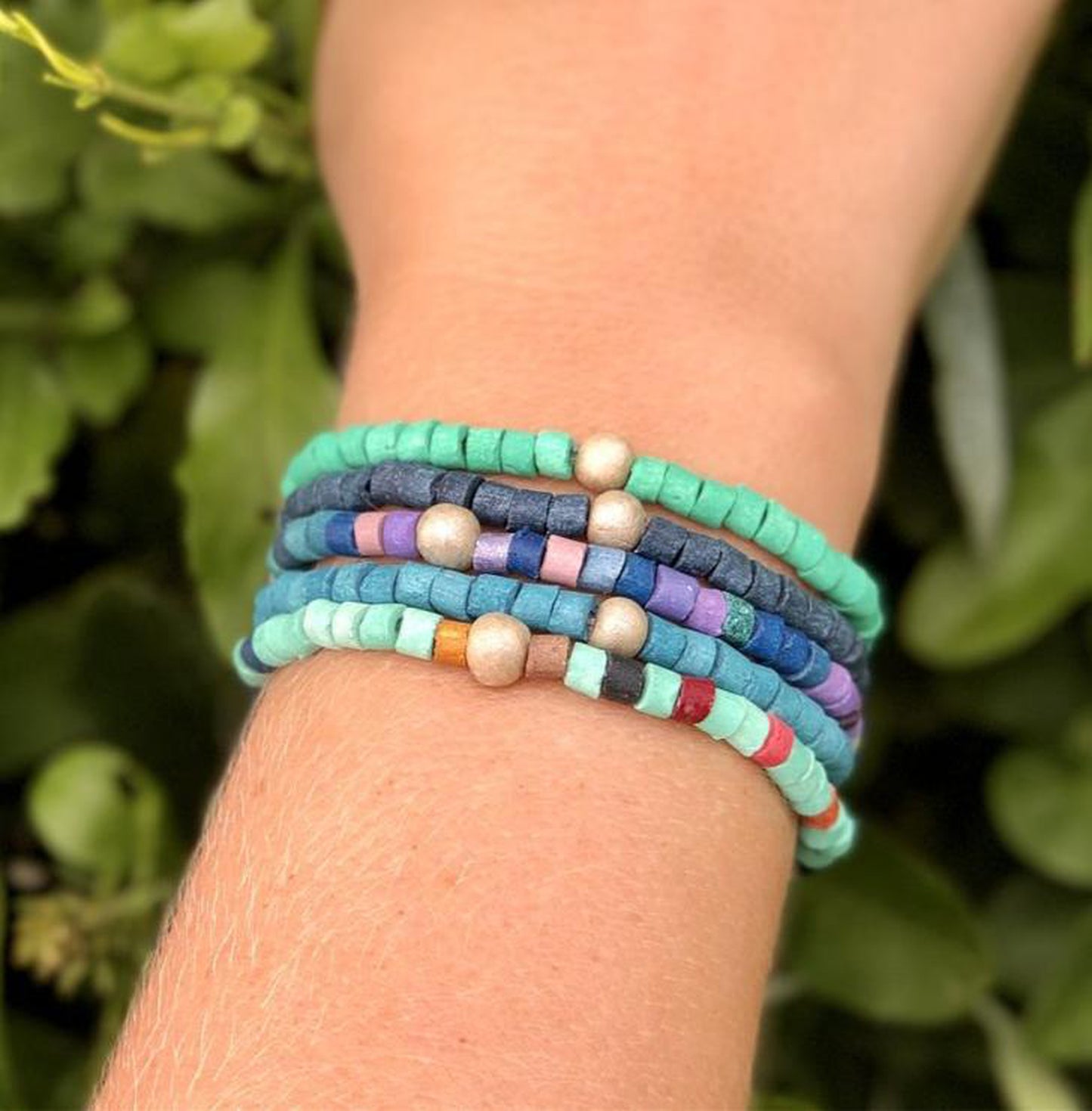 Solidarity Bracelets (Shades of Turquoise & Blue, 5 pcs.) 100% DONATION TO OUR ARTISAN FAMILIES