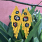 Long Beaded, Dangle Earrings - "Tikal Bumblebee", handmade