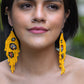 Long Beaded, Dangle Earrings - "Tikal Bumblebee", handmade