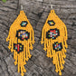 Long Beaded, Dangle Earrings - "Tikal Bumblebee", handmade