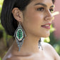 Pendientes colgantes largos con cuentas - "Tikal Fossils", hechos a mano