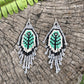 Pendientes colgantes largos con cuentas - "Tikal Fossils", hechos a mano