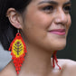 Pendientes colgantes largos con cuentas - "Tikal Fossils", hechos a mano