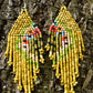 Pendientes colgantes largos con cuentas - "Tikal Harmony", hechos a mano