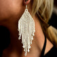 Pendientes colgantes largos con cuentas - "Tikal Jun White", hechos a mano