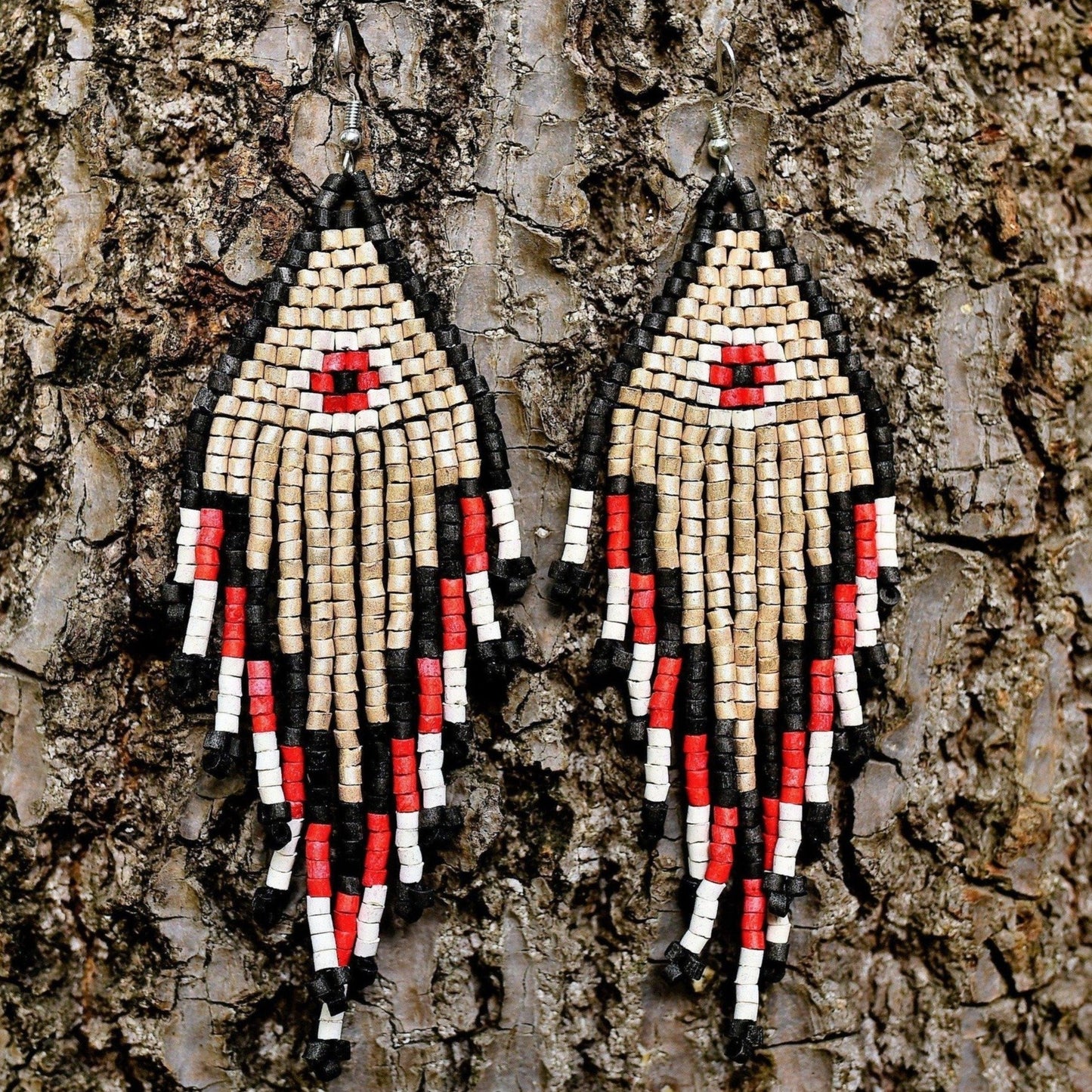 Pendientes colgantes largos con cuentas - "Tikal Spot", hechos a mano