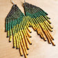 Pendientes colgantes largos con cuentas - "Tikal Synergy", hechos a mano