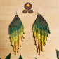 Pendientes colgantes largos con cuentas - "Tikal Synergy", hechos a mano