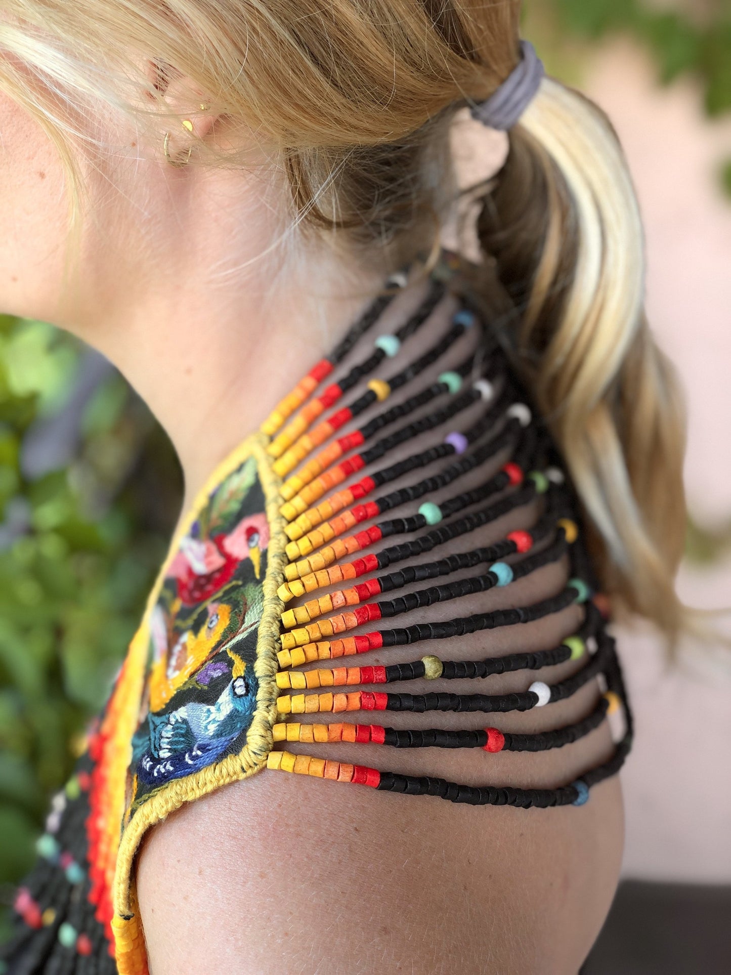 Beaded Chains Shoulder Pieces with Decorative Patches - "Warrior"