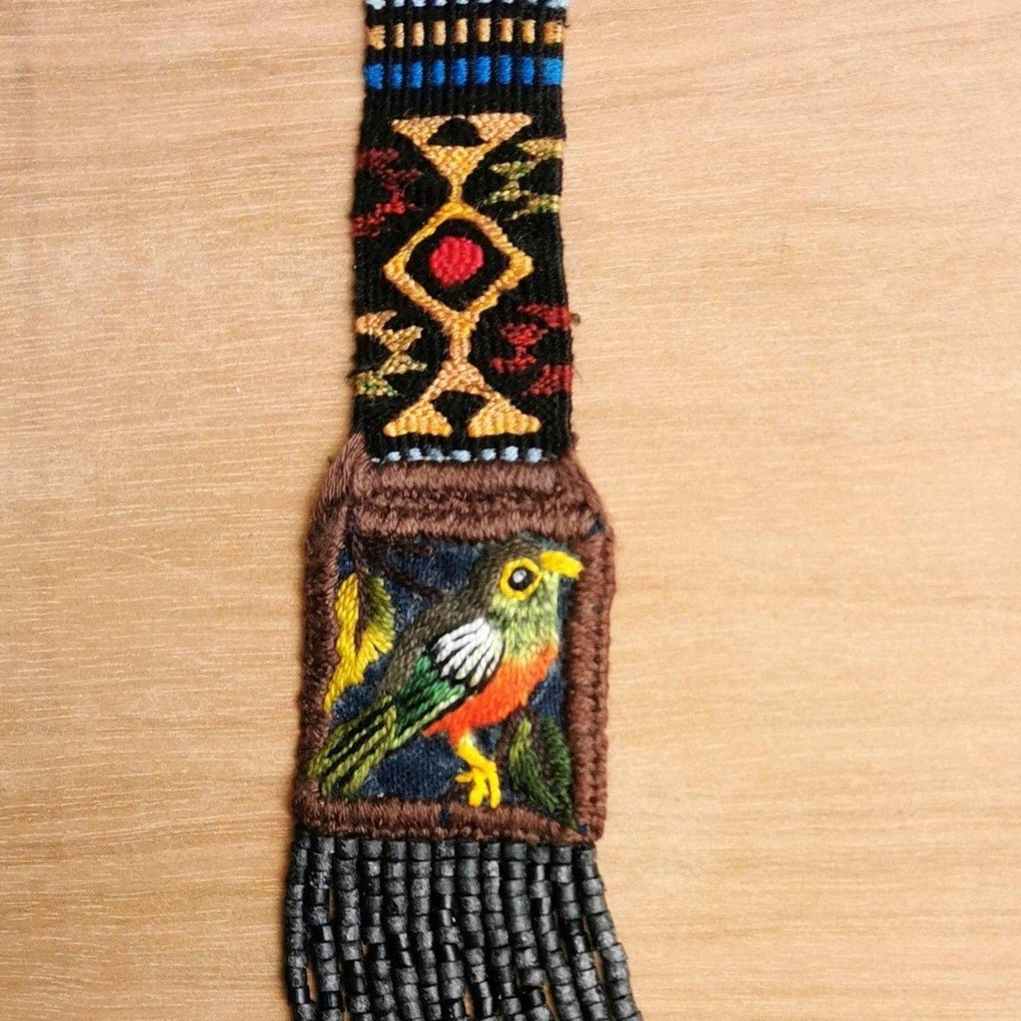 Embroidered Birds Textile Necklaces - "Santiago x Zunil"