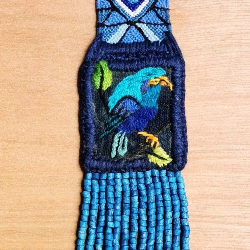 Embroidered Birds Textile Necklaces - "Santiago x Zunil"