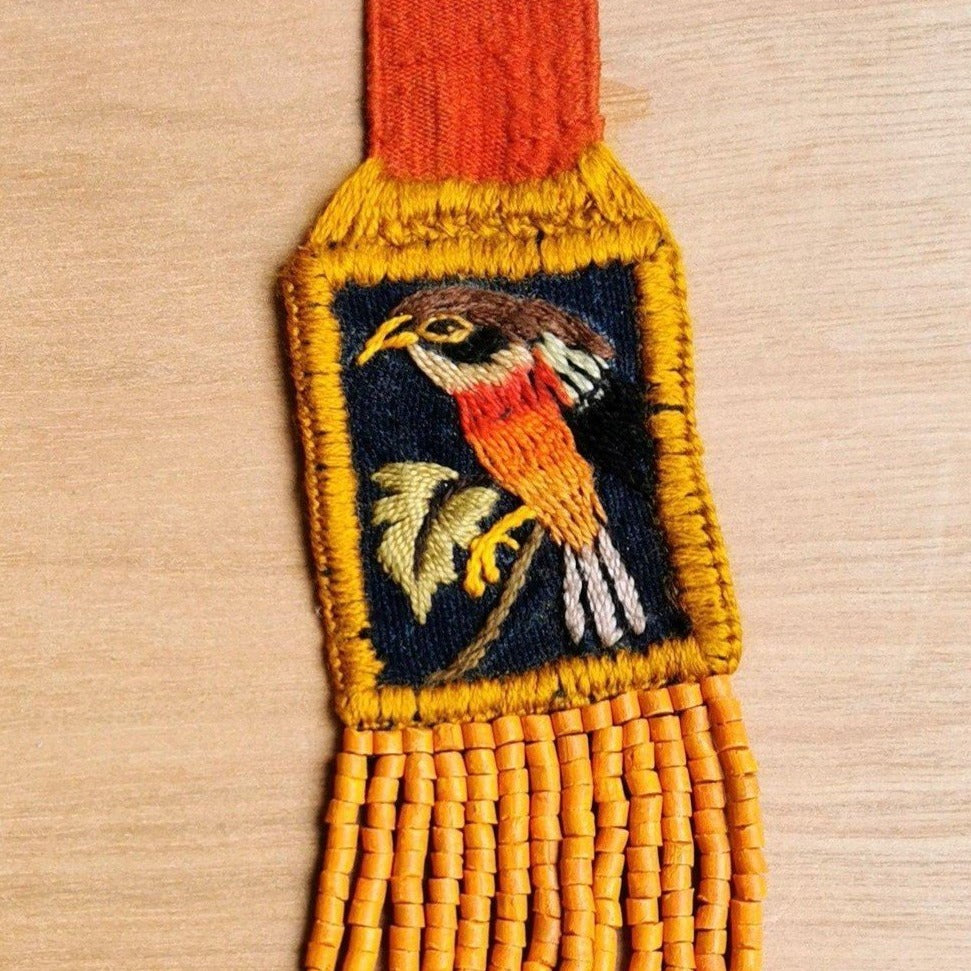 Embroidered Birds Textile Necklaces - "Santiago x Zunil"